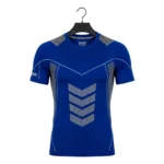 Custom Royal Blue Compression Gym T-Shirt Manufacturer Pakistan DEMAIR SPORTS sleeve logo hanger