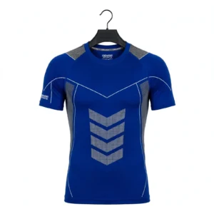 Custom Royal Blue Compression Gym T-Shirt Manufacturer Pakistan DEMAIR SPORTS sleeve logo hanger