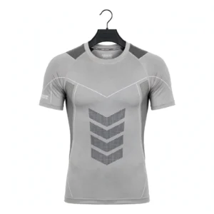 Custom Light Gray Compression Gym T-Shirt Manufacturer Pakistan - DEMAIR SPORTS