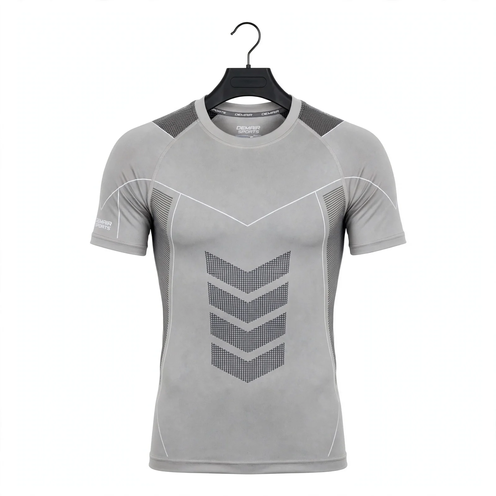 compression t shirt Custom Light Gray Compression Gym T-Shirt Manufacturer Pakistan - DEMAIR SPORTS