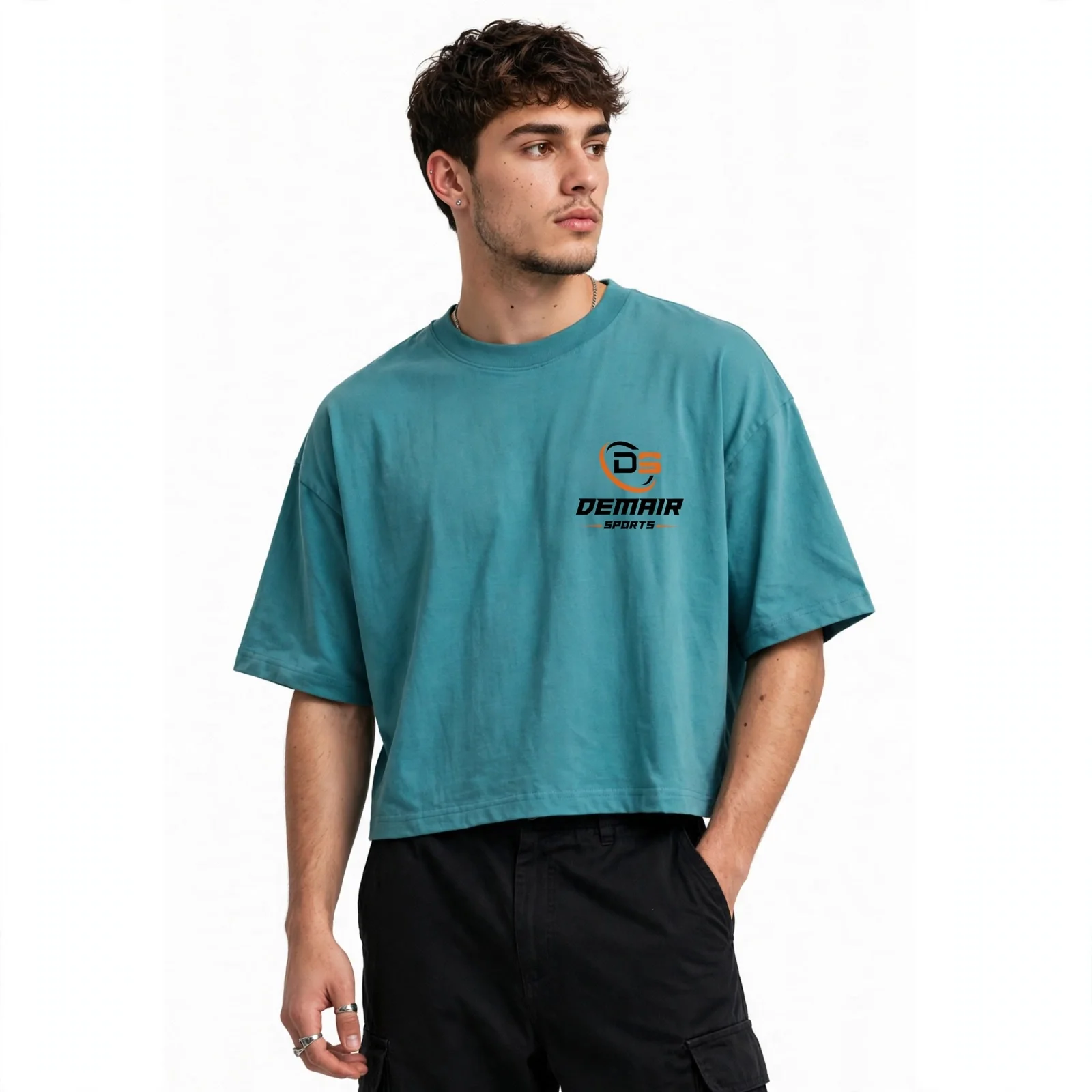 Teal cropped tshirt