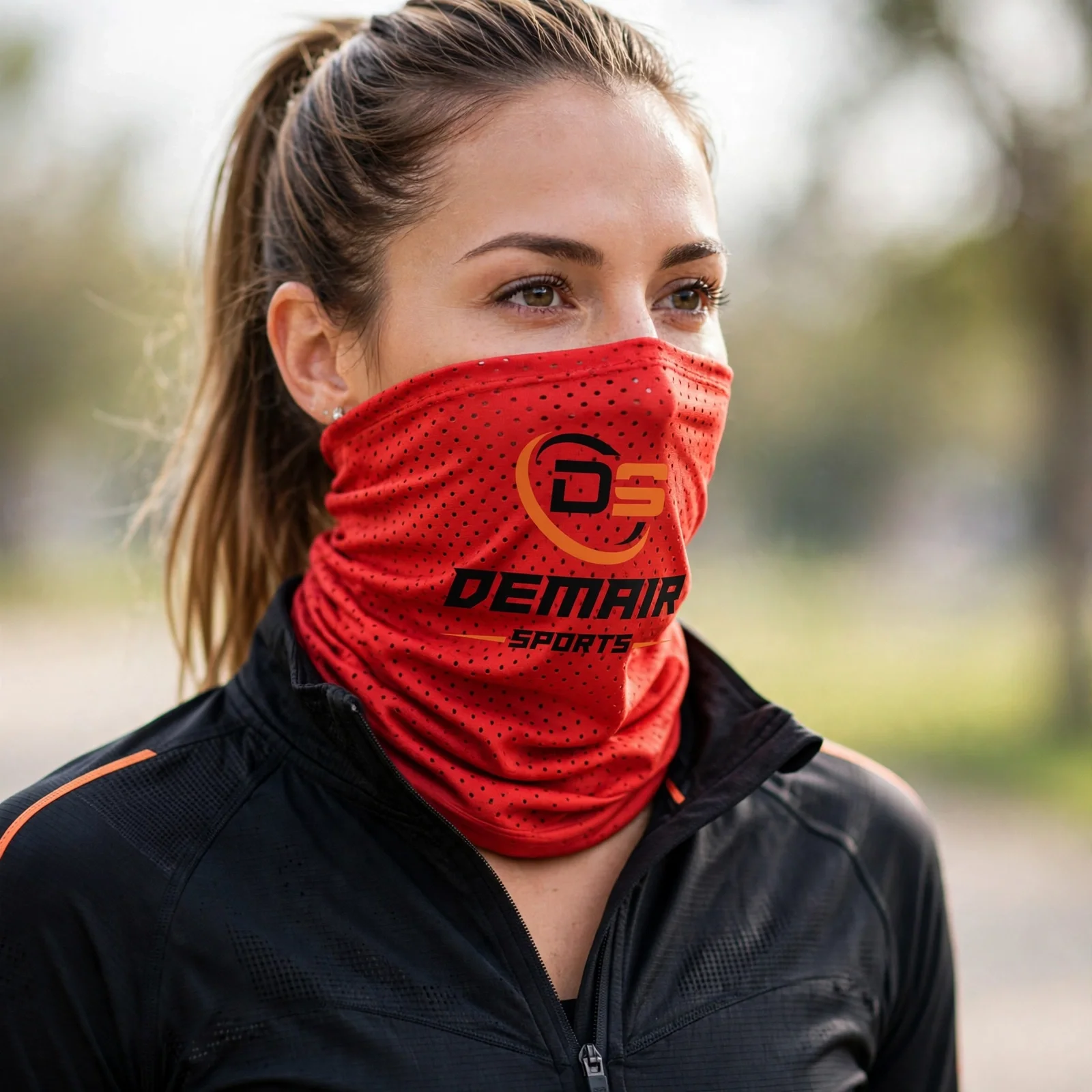 neck gaiter Custom Red Neck Gaiter - Perforated Performance Face Gaiter With Logo