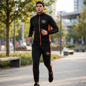 Custom Black and Orange Mens Tracksuit Manufacturer USA | Wholesale With Log