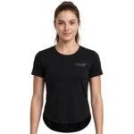 custom womens curve hem t shirt manufacturer private label gym workout tee wholesale