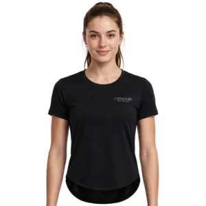 custom womens curve hem t shirt manufacturer private label gym workout tee wholesale