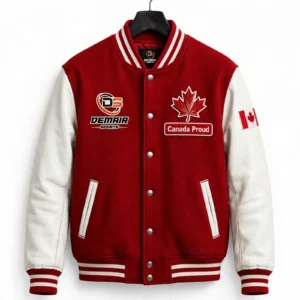 Custom Canada Varsity Jacket with Melton Wool and Leather Sleeves