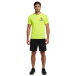 Custom mens fluorescent neon performance running set manufacturer - fast dry gym training shirt and shorts wholesale private label - DEMAIR SPORTS