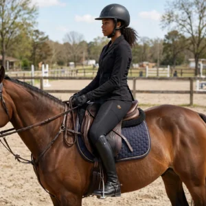 womens private label silicone full seat riding breeches black front – manufacturer Pakistan – DEMAIR SPORTS