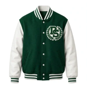 Custom Green Wool Varsity Jacket Manufacturer White Leather Sleeves 89 | DEMAIR SPORTS