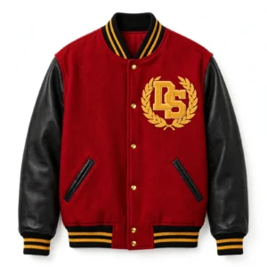Custom Red Wool Varsity Jacket Black Leather Sleeves 84 Number | DEMAIR SPORTS