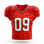 Custom Red American Football Jersey Number 09 Same Pattern as Orange - DEMAIR SPORTS Logo Chest - Manufacturer for Teams Clubs Academies Low MOQ 20 Pcs