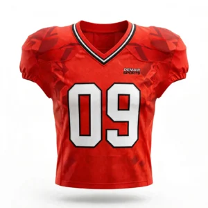 Custom Red American Football Jersey Number 09 Same Pattern as Orange - DEMAIR SPORTS Logo Chest - Manufacturer for Teams Clubs Academies Low MOQ 20 Pcs