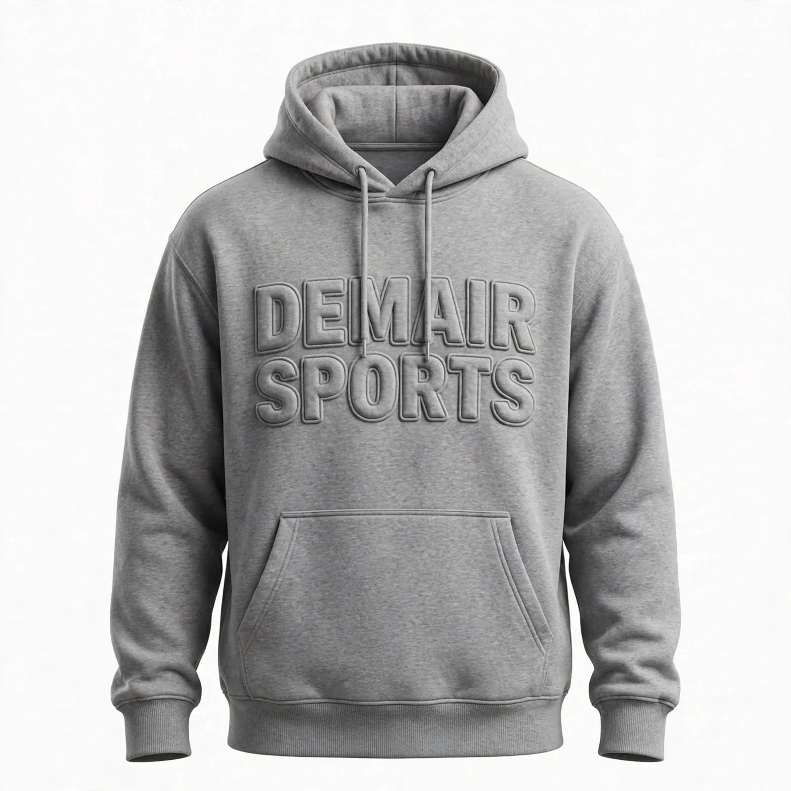 Haider gray embossed hoodie Custom 3D Embossed Heavyweight Hoodie Manufacturer Pakistan | 400 GSM | MOQ 10 | DEMAIR SPORTS