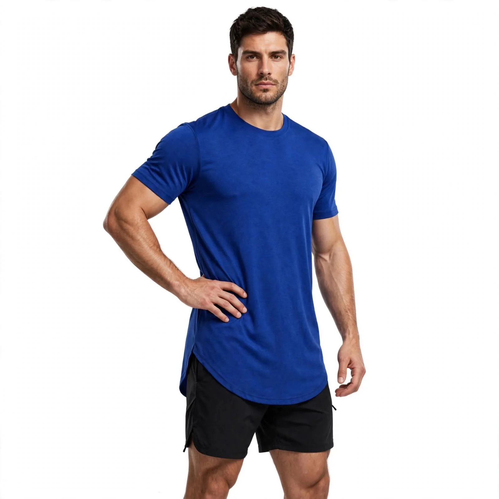 curve hem t shirt Longline Curve Hem Gym T-Shirt Manufacturer Private Label Low MOQ DEMAIR SPORTS