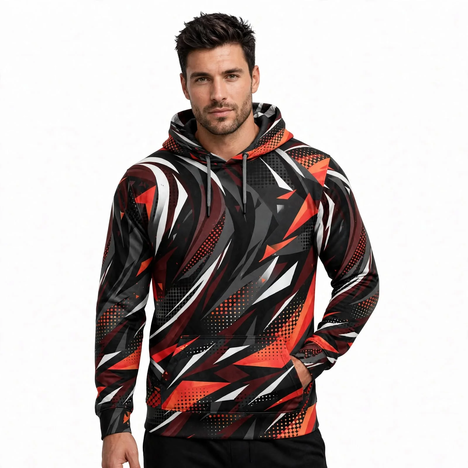sublimated hooded t shirt Sublimated Long Sleeve Hooded T-Shirt Manufacturer Pakistan | Low MOQ